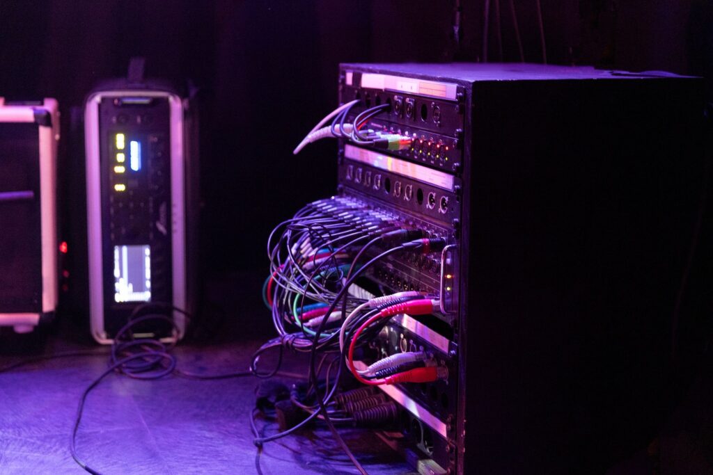 Speakers at a rock concert